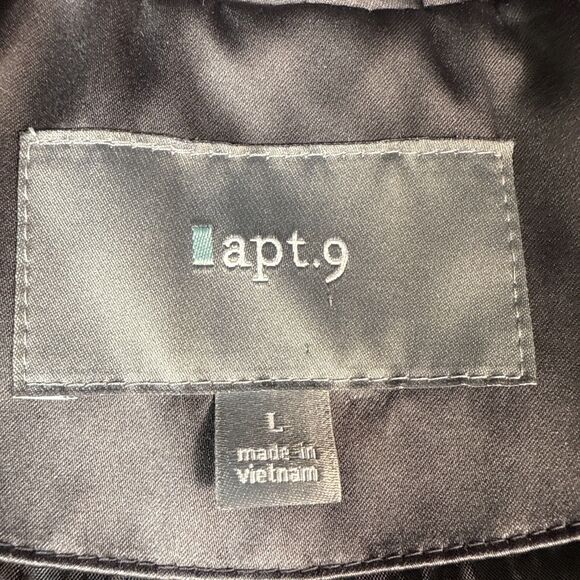 Apt. 9 Satin Trench Coat Women's Large Dark Gray Double Breasted Peacoat Style - Picture 15 of 15